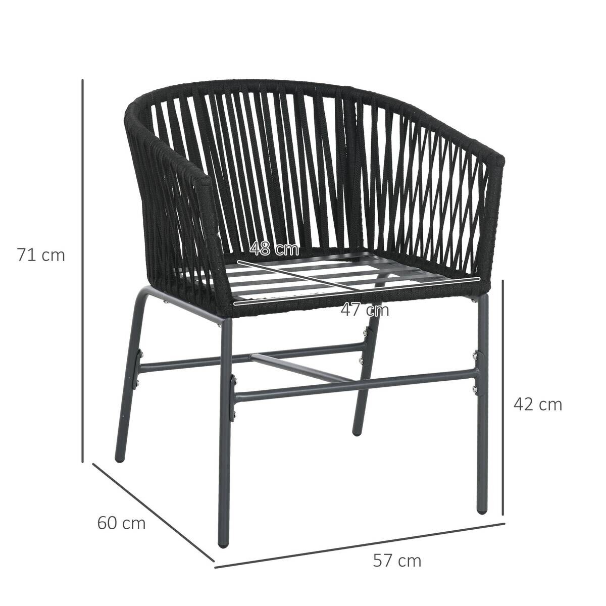 Outsunny Gartenstuhl dunkelgrau Polyester B/H/L: ca. 60x57x71 cm