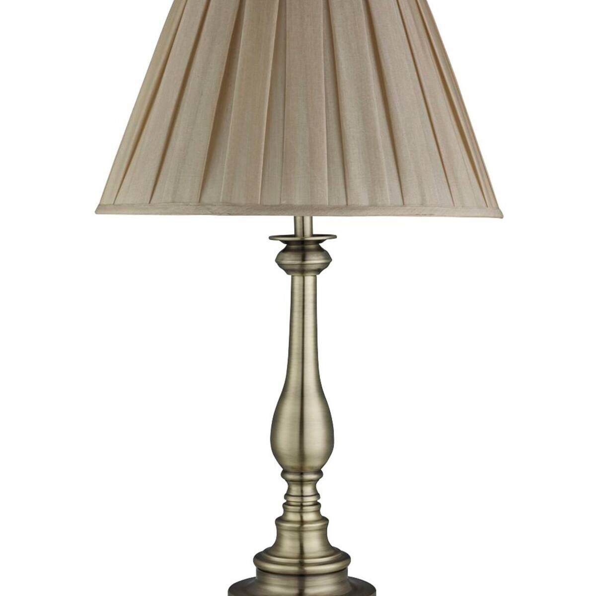 Searchlight Tischlampe Flemish messing Textil Stahl B/H/L/D: ca. 40x62x40x40 cm E27 1 Brennstellen