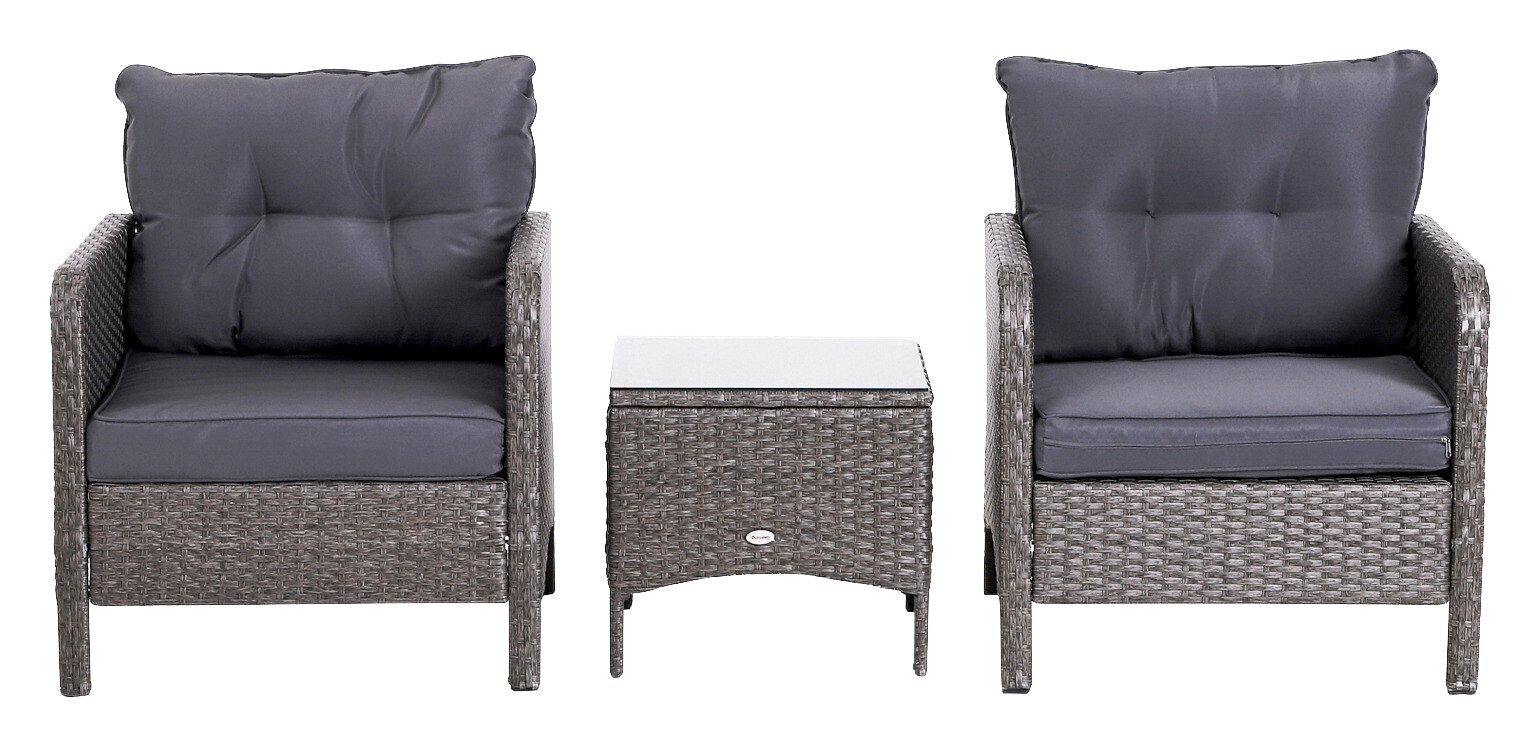 Outsunny Gartensitzgruppe dunkelgrau Polyrattan