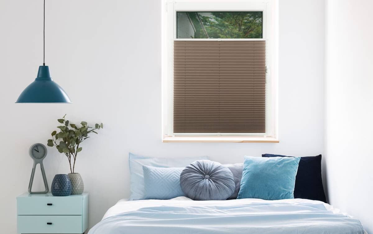 Hochwertiges Klemmplissee taupe B/L: ca. 80x130 cm