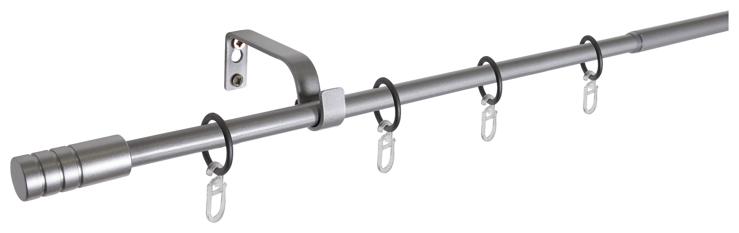 Gardinenstange silber Metall ausziehbar von ca. 120 bis 210 cm 1.0 Läufe