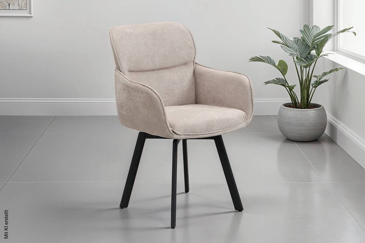 Stuhl RICO, 2er-Set schwarz taupe Metall Stoff B/H/T: ca. 61x90x63 cm