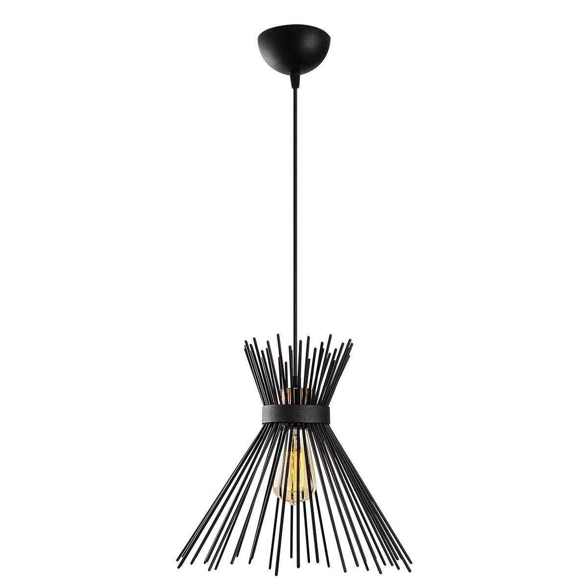Opviq Pendelleuchte Kirpi schwarz Eisen B/H/T/L/D: ca. 34x131x34x34x34 cm E27 1 Brennstellen