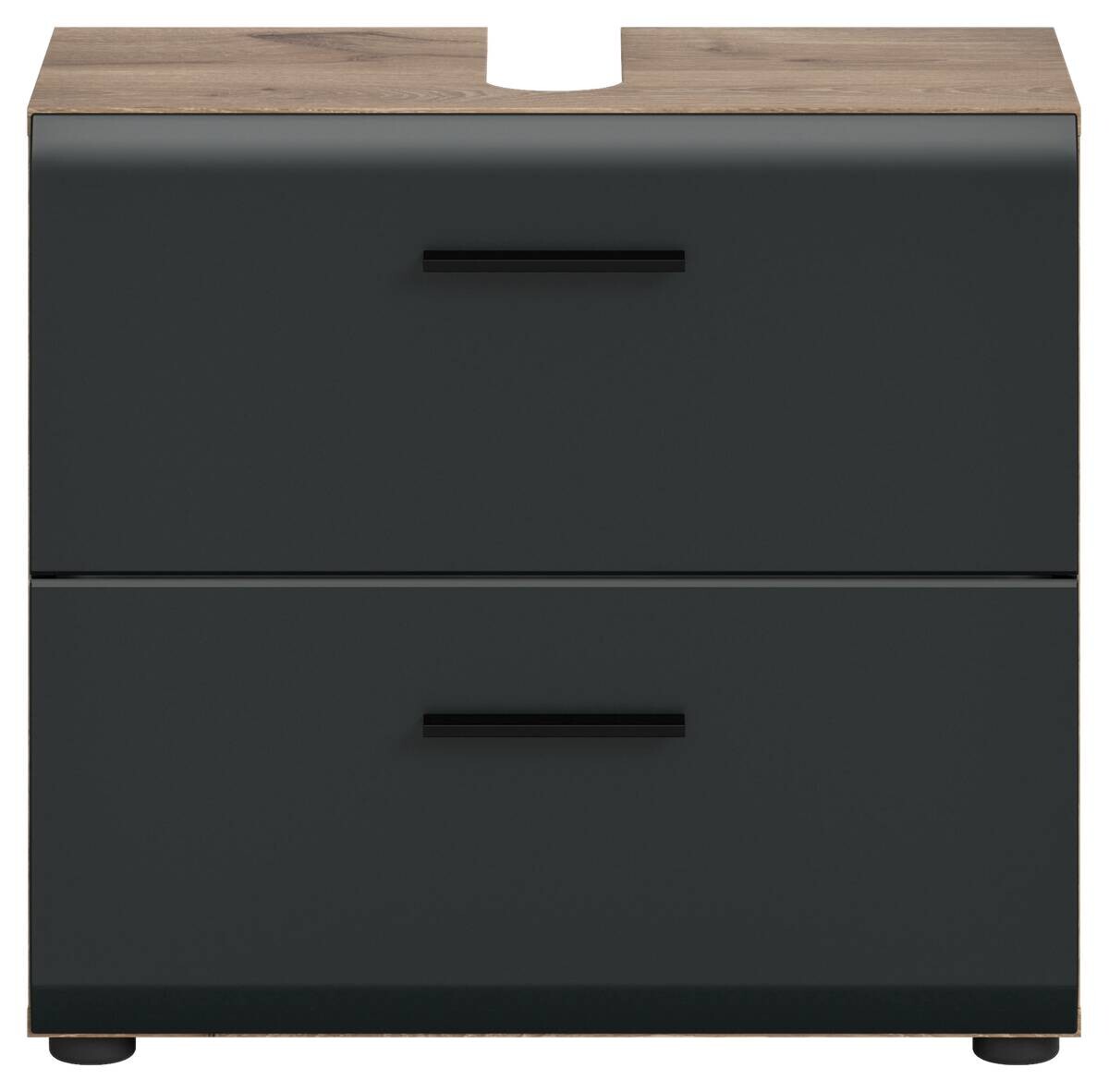 Waschbeckenunterschrank Ice Nox Oak Nachbildung schwarz matt B/H/T: ca. 60x54x60 cm