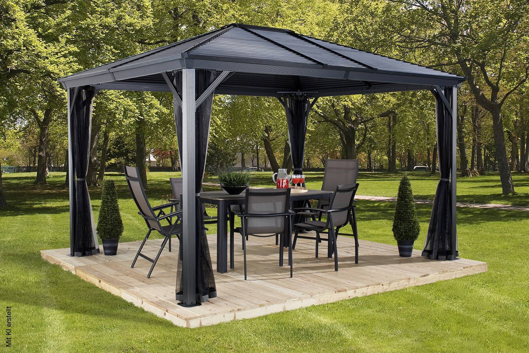 Sojag Pavillon-Vorhang-Set Ventura dunkelgrau Polyester