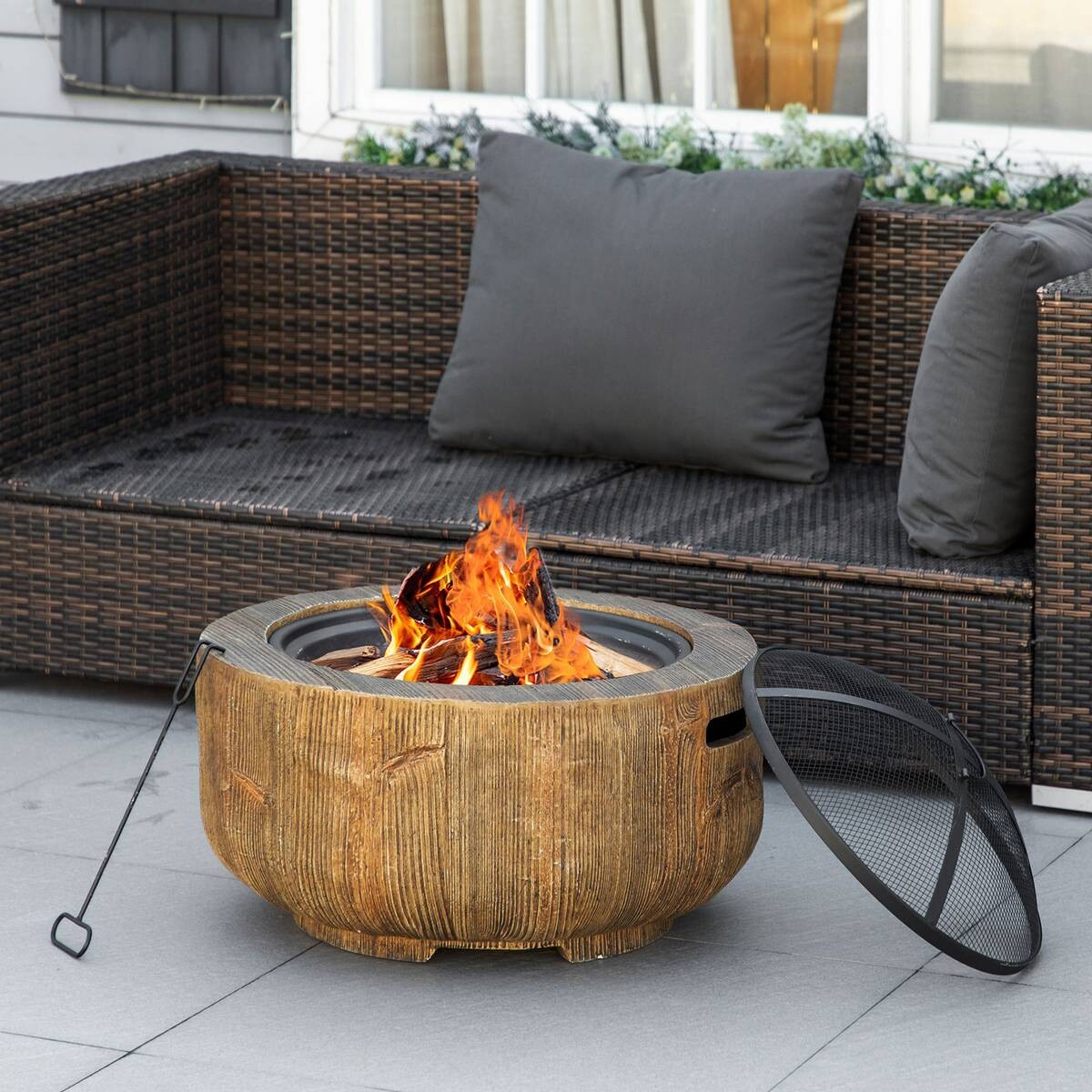 Outsunny Feuerstelle Metall B/H/L: ca. 61,5x39x61,5 cm