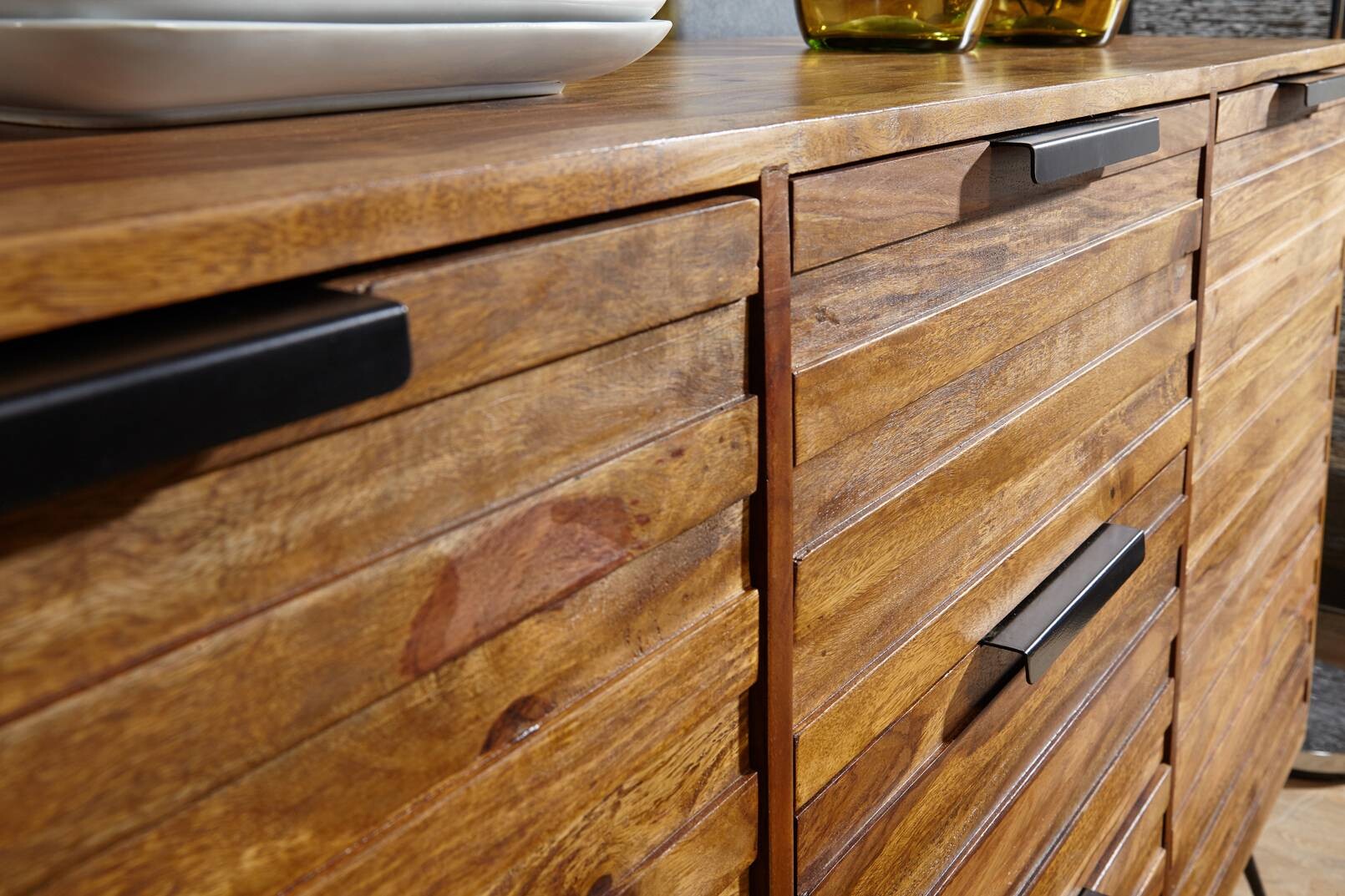 Sideboard natur schwarz B/H/T: ca. 160x88x40 cm