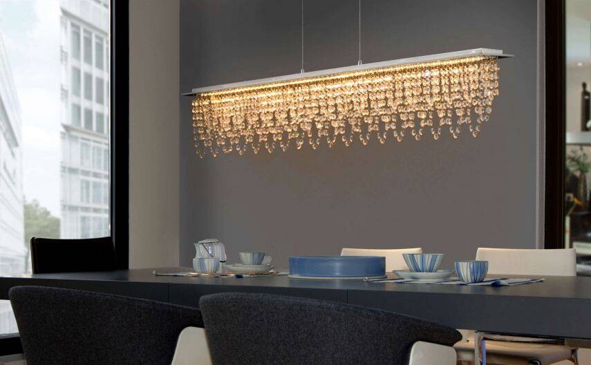Näve Leuchten LED Pendelleuchte Chrom klar Metall Glas B/H/T: ca. 120x150x12 cm null 1 Brennstellen