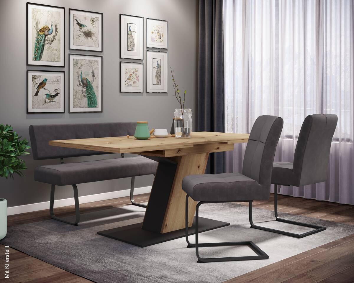 Essgruppe Luise Eiche anthrazit Holzwerkstoff B/H/T: ca. 180x76x90 cm