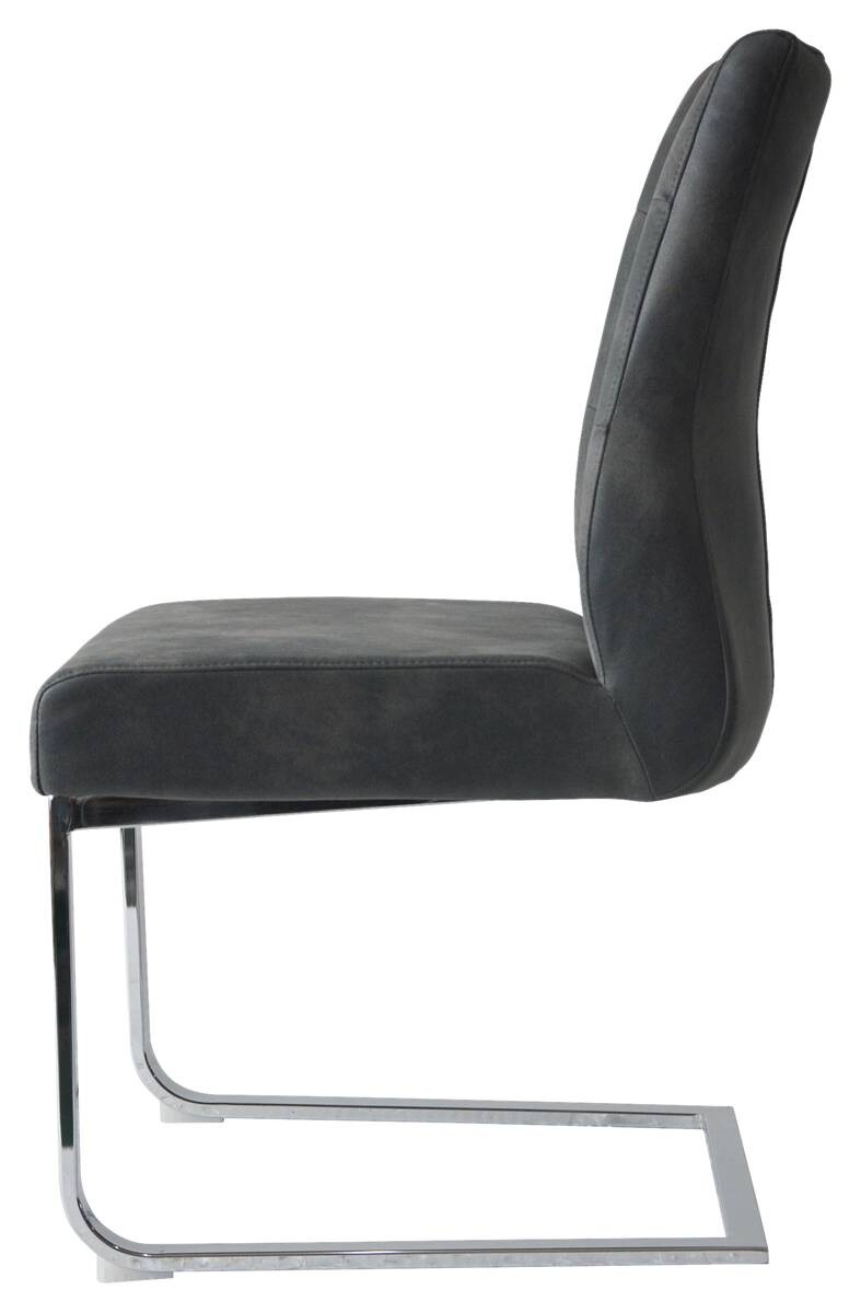 Schwingstuhl MARLEN-XXL 2er-Set anthrazit Vintage Chrom Stoff Metall B/H/T: ca. 72x96x80 cm