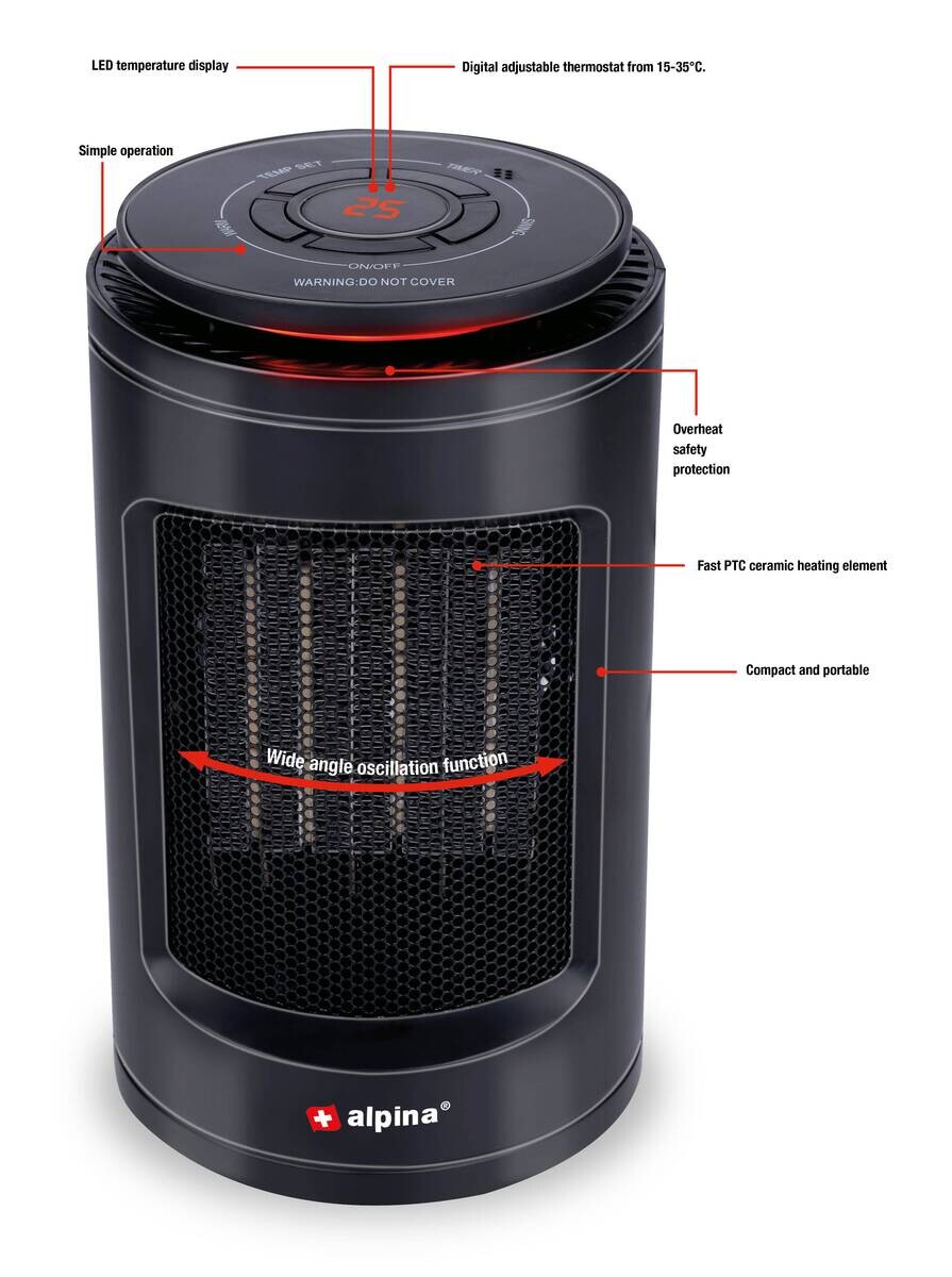 alpina Heizlüfter HP-12AR H/D: ca. 23x13 cm ca. 1200 W