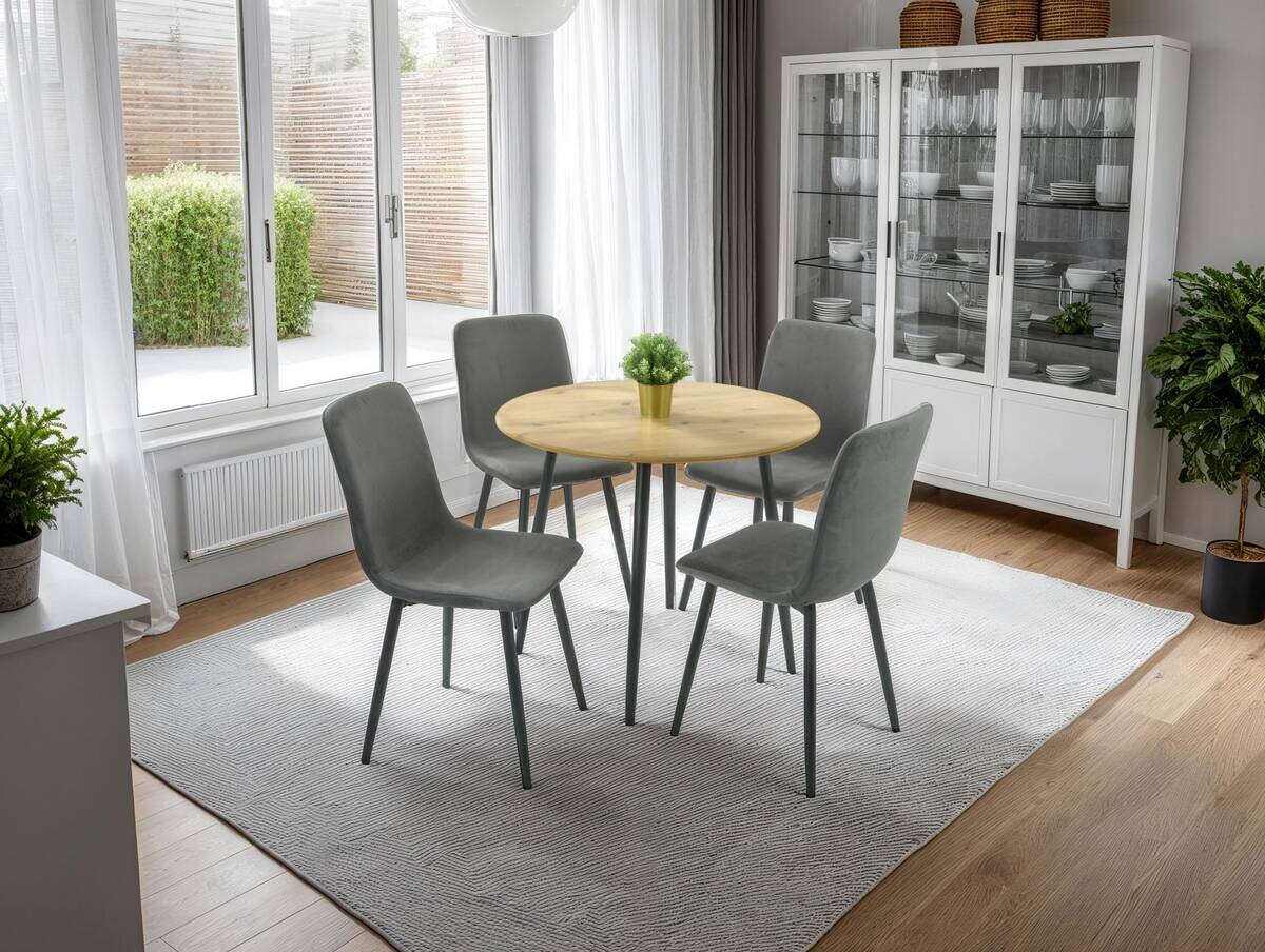 Stuhl Leipzig, 4er-Set anthrazit Microfaser B/H/T: ca. 44x92x54 cm