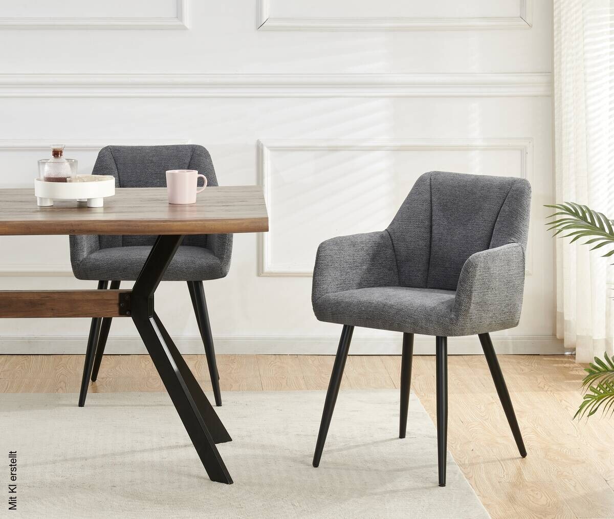 Stuhl BELLA, 2er Set anthrazit Stoff B/H/T: ca. 55x82x62 cm