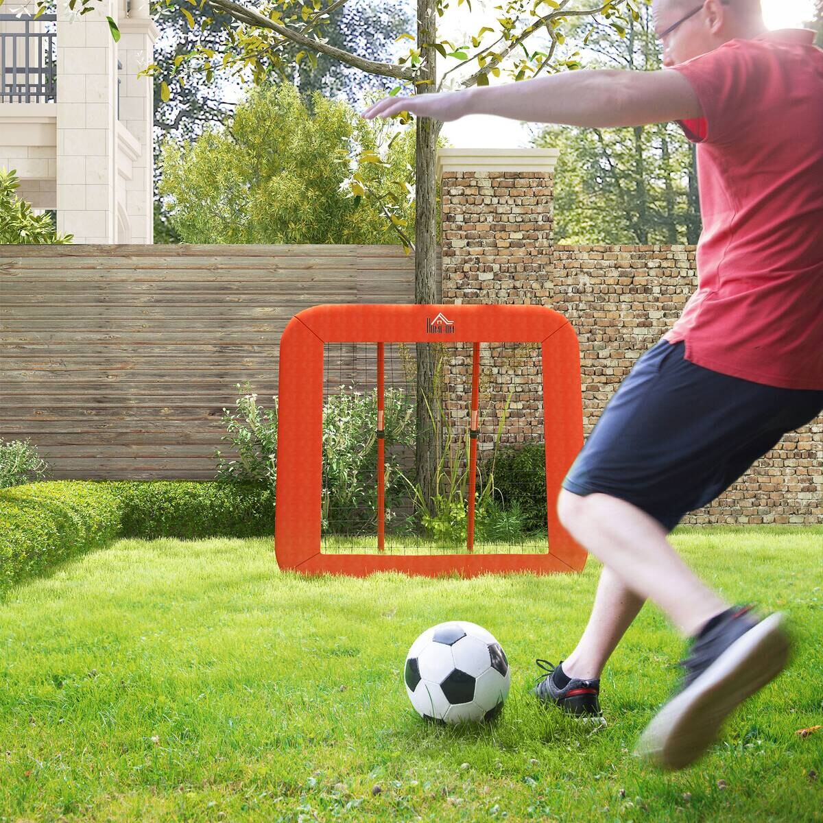 HOMCOM Fußball Rebounder rot Metall B/H/L: ca. 118x120x128 cm