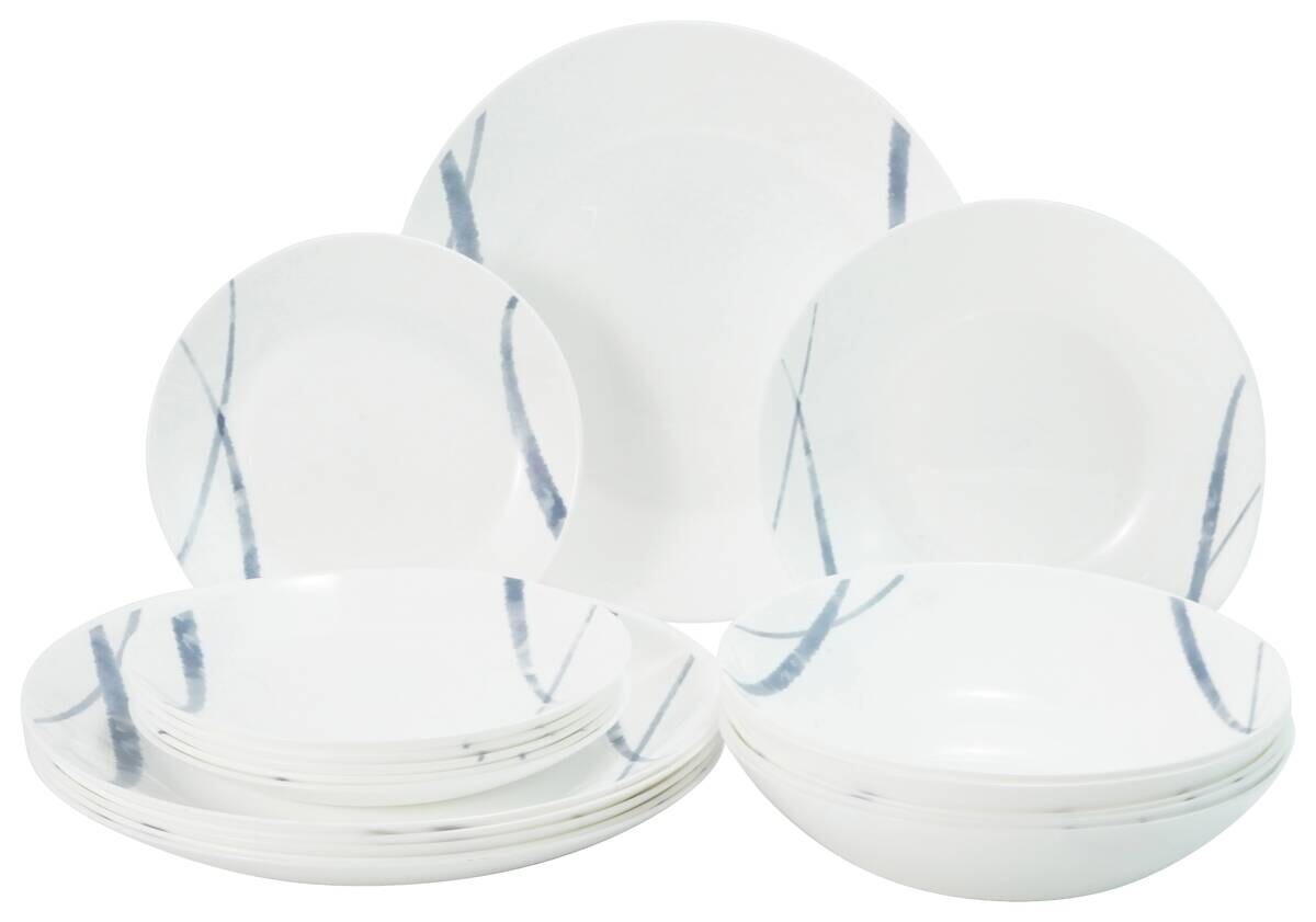 van Well Tafel-Set weiß Opal-Hartglas 2 tlg.