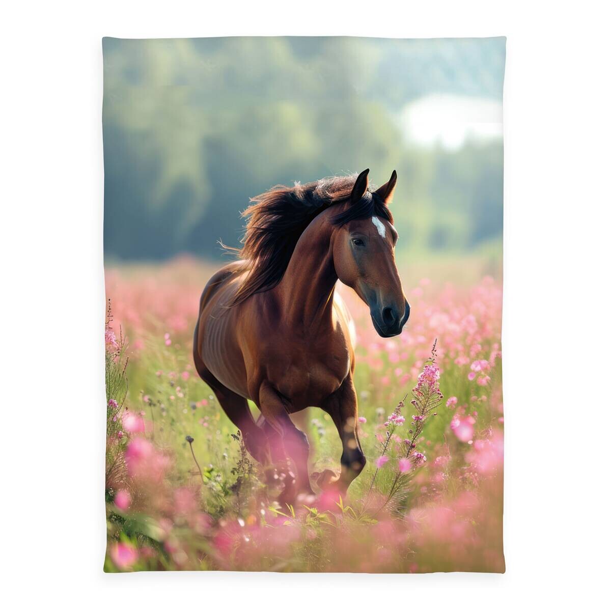 Polyester Flauschdecke Pferdeglück bunt Polyester