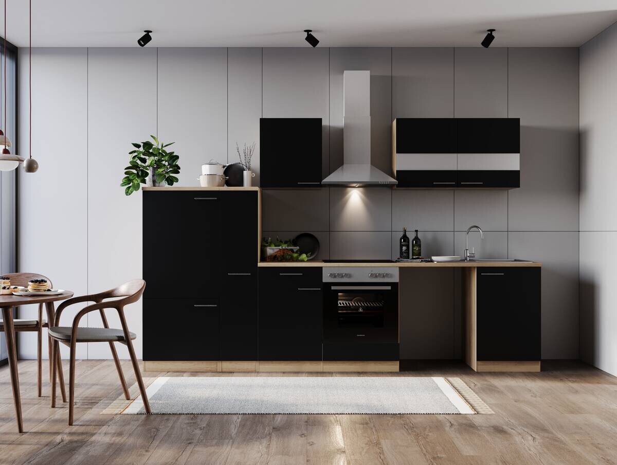 Respekta Küchenblock Merle schwarz B/H/T: ca. 310x200x60 cm