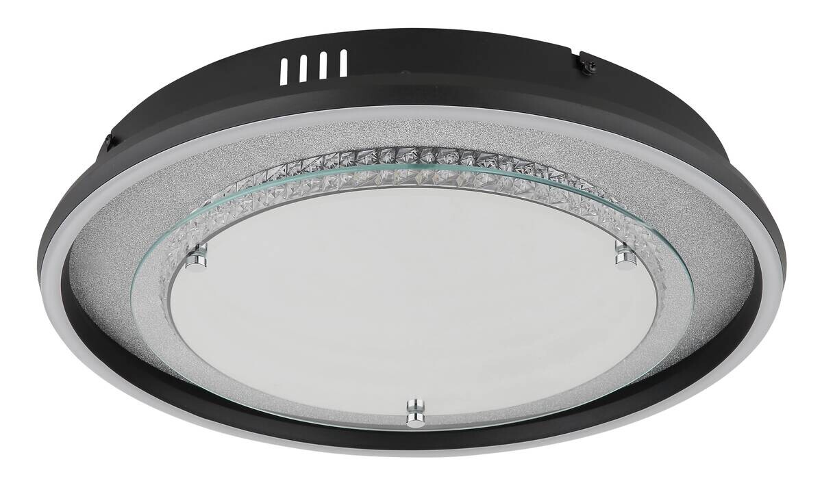 GLOBO Deckenleuchte silber klar schwarz Aluminium Glas Kunststoff H/D: ca. 6,8x40 cm 1 Brennstellen