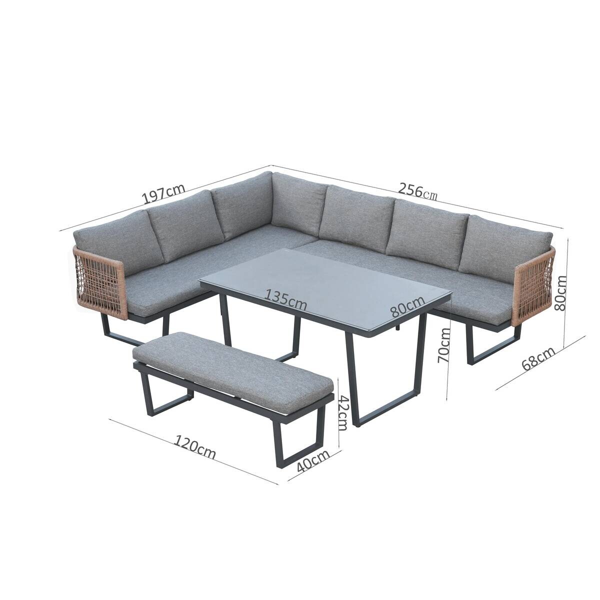 POCOline Gartensitzgruppe Cancun grau Alu