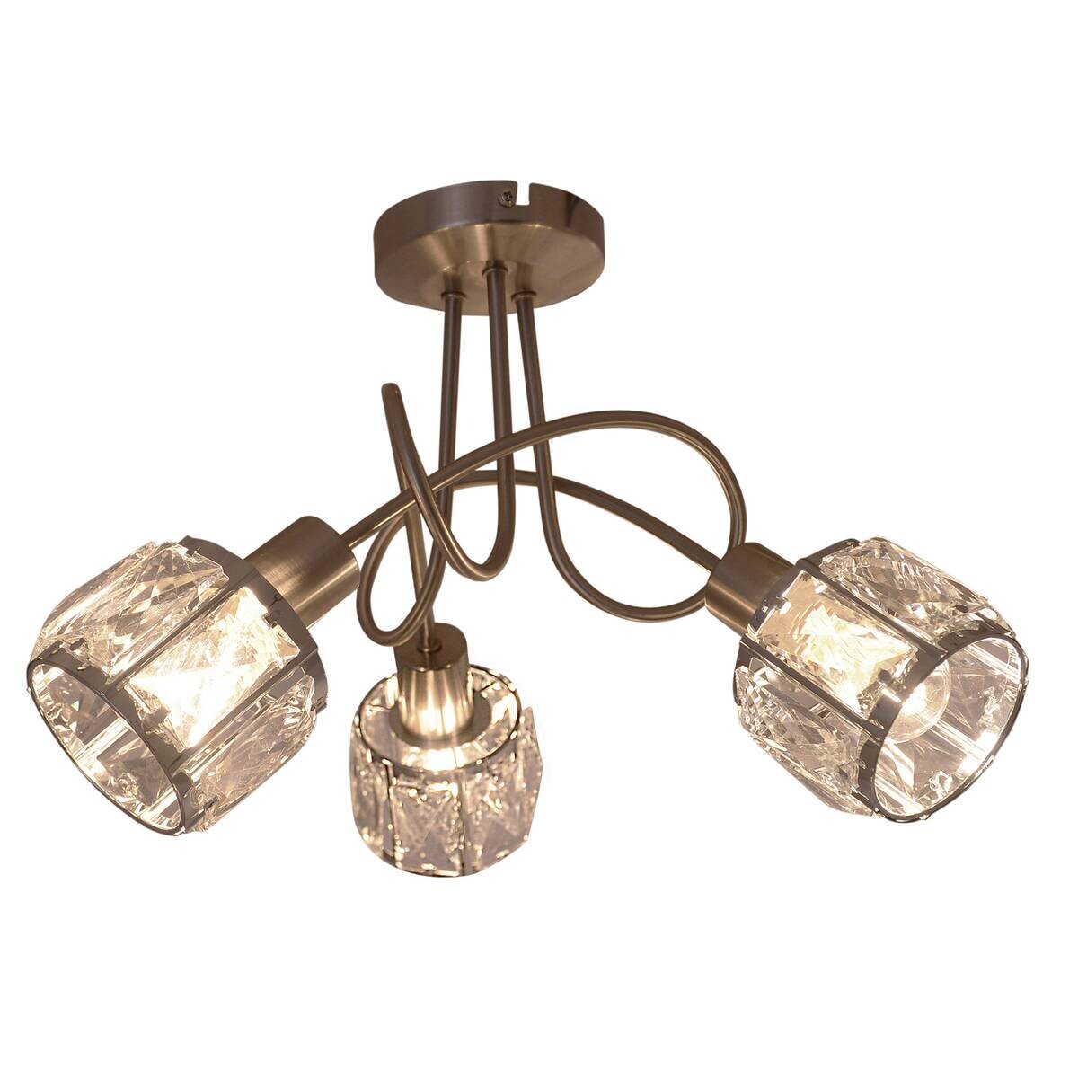 Näve Leuchten Spotleuchte 1280850 stahlfarbig Metall Glas B/H/T: ca. 38x24x38 cm 3 Brennstellen