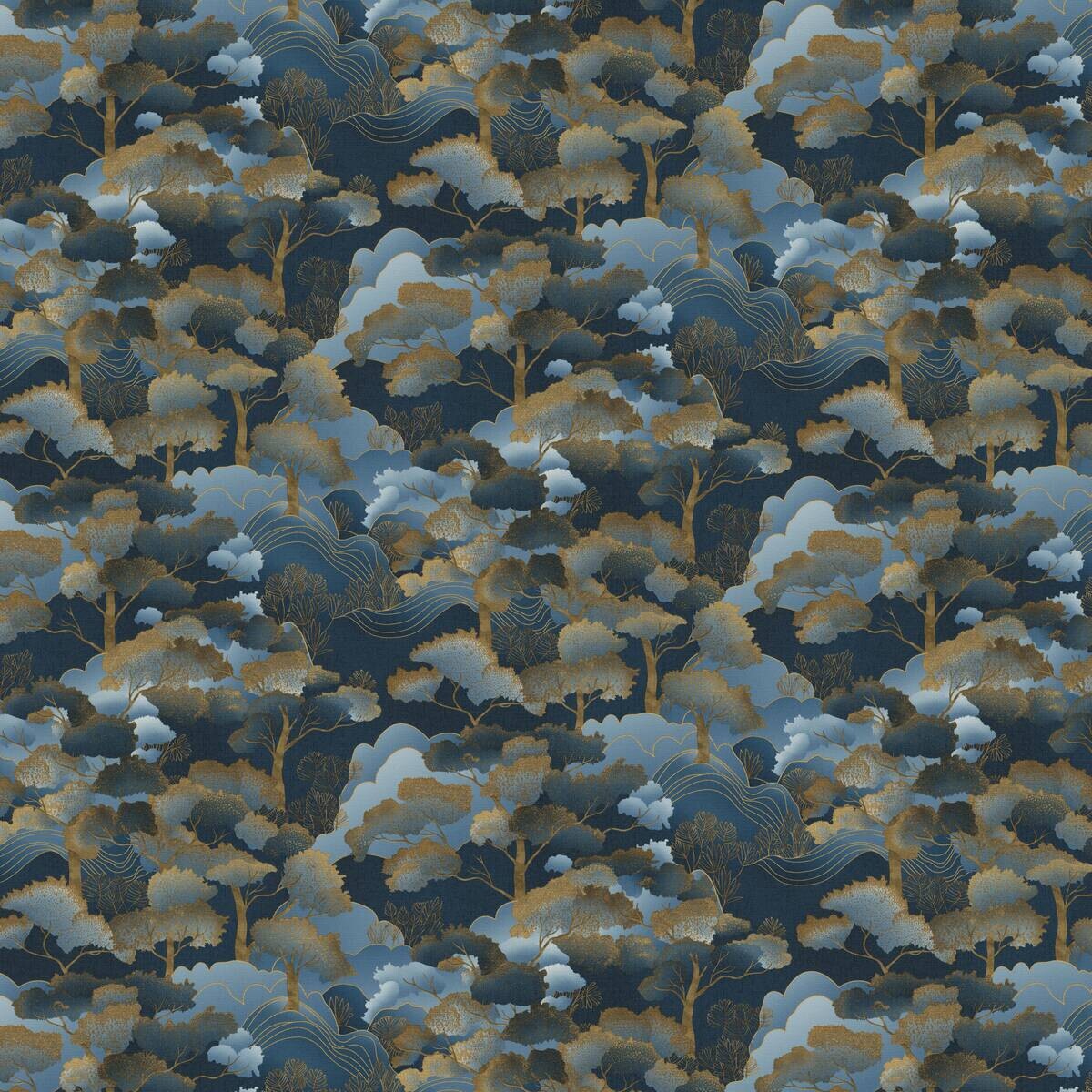 Vliestapete Bäume blau B/L: ca. 53x1005 cm