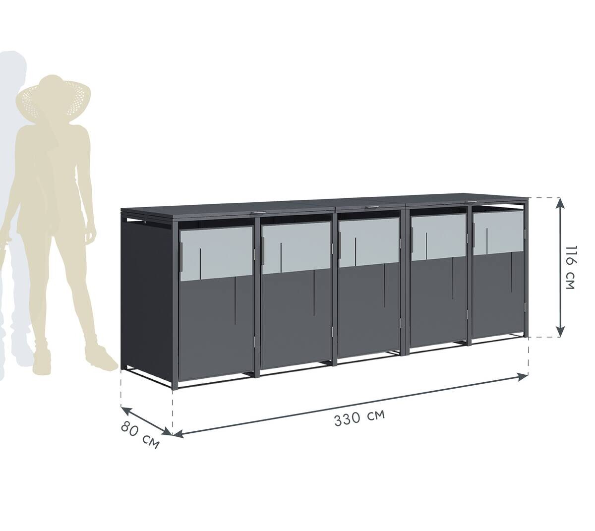 Westmann Mülltonnenbox Tonus anthrazit B/H/L: ca. 330x116x80 cm