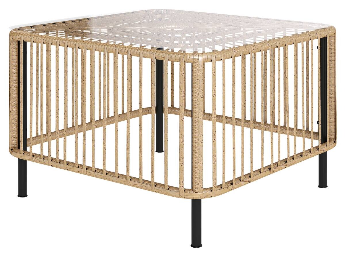 Outsunny Rattan-Gartentisch Holzoptik Polyethylen B/H/L: ca. 65x43x65 cm