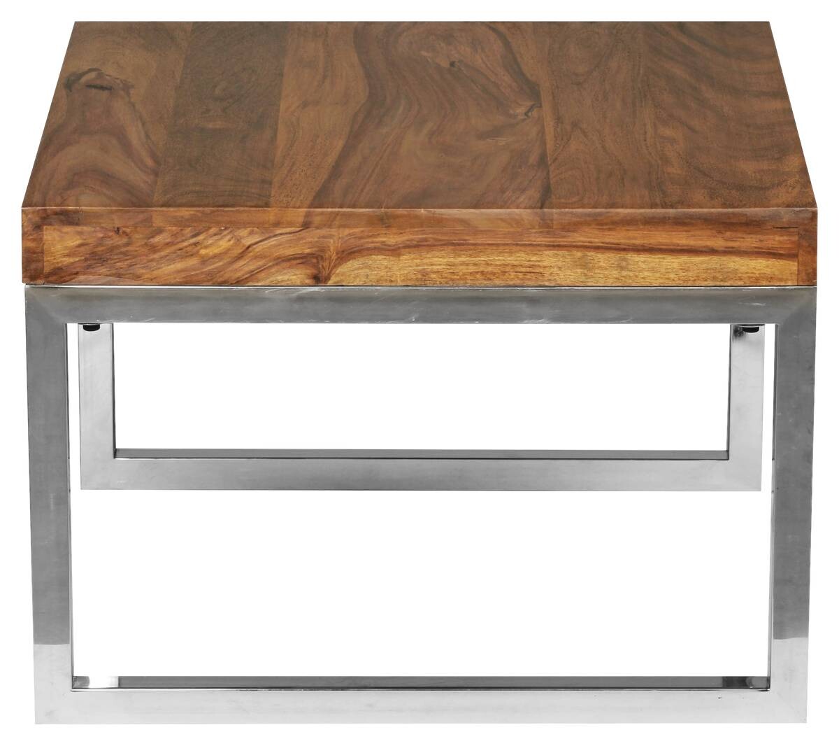 Beistelltisch natur Chrom verchromt Echtholz Metall B/H/T: ca. 60x40x60 cm