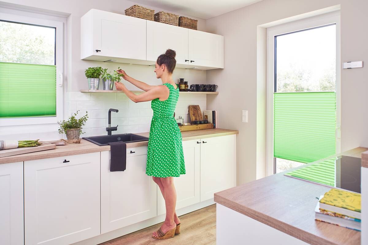 LICHTBLICK Spannplissee grün B/L: ca. 80x130 cm