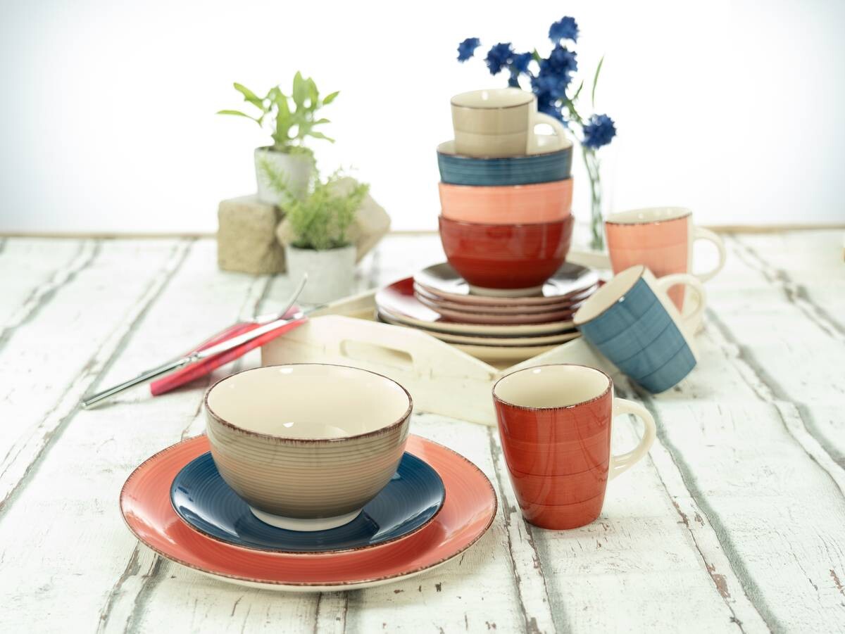 CreaTable Kombiservice Bella Casa COTTAGE rot Steingut