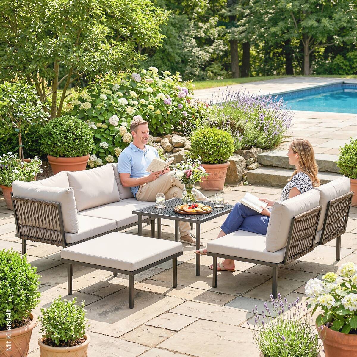 Outsunny Loungemöbel hellgrau Metall B/H/L: ca. 176x64x234 cm