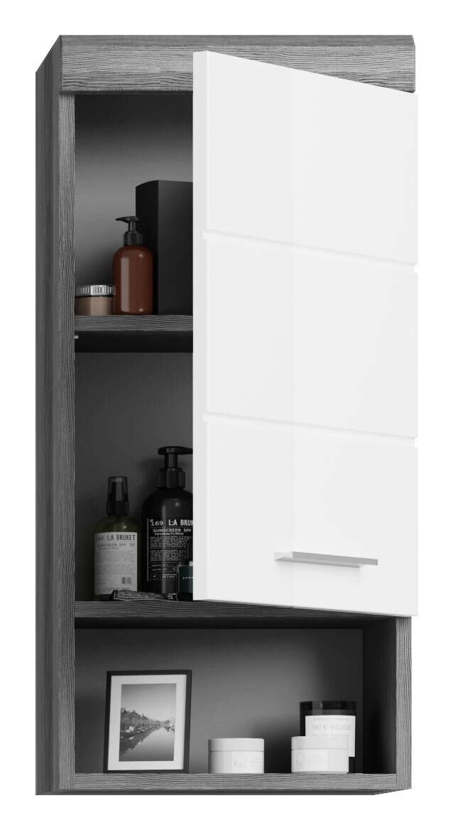 Badezimmer-Set Scout Rauchsilber Nachbildung weiß Hochglanz B/H/T: ca. 112x191x34 cm