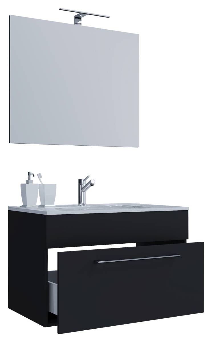 Waschplatz 3tlg-Badinos schwarz B/H/T: ca. 80x50x46 cm