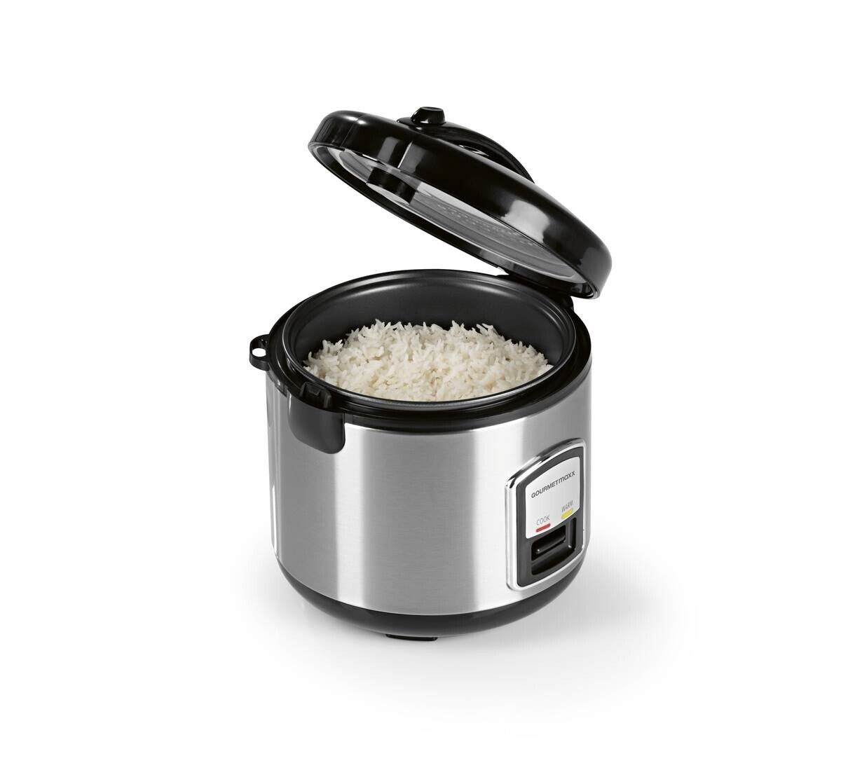 GOURMETmaxx Reiskocher schwarz silber B/H/L: ca. 23,6x25,2x23,2 cm