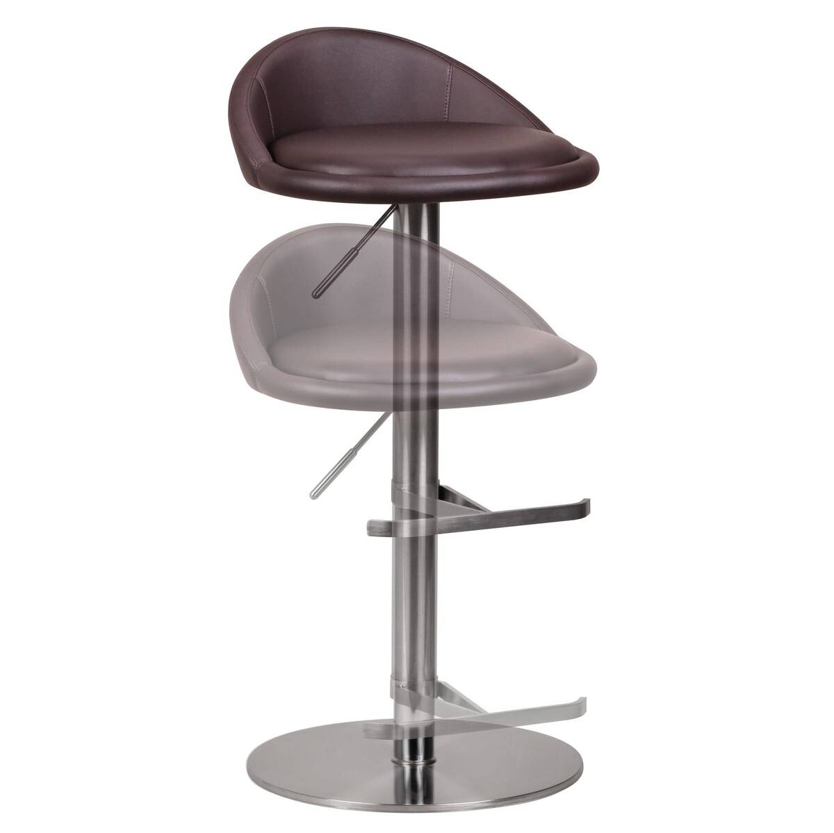 Barhocker braun Edelstahl Kunstleder Edelstahl B/H/T: ca. 43x90x43 cm