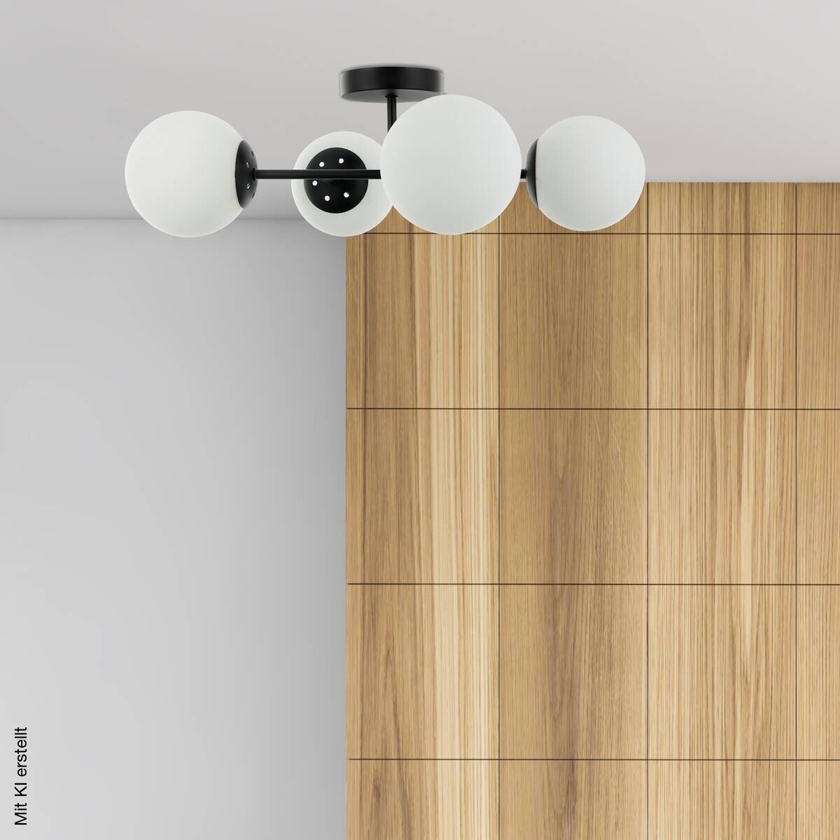 Lamkur Deckenleuchte Maddie schwarz Glas Stahl B/H/L: ca. 19x44x61 cm E14 4 Brennstellen