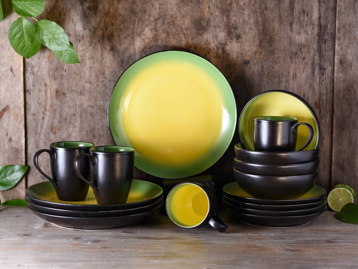 CreaTable Kombiservice HOT GREEN grün Steinzeug 16 tlg.