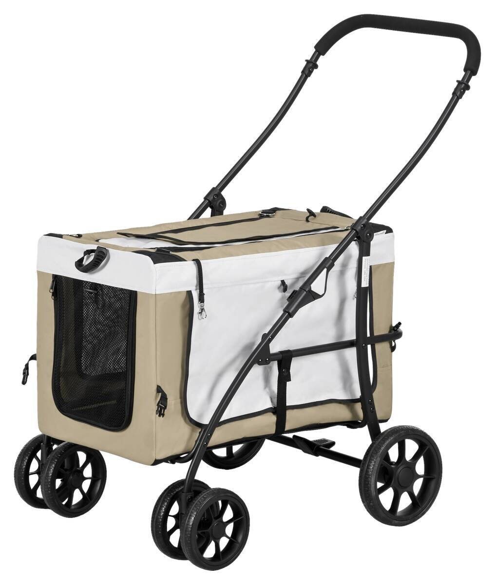 PawHut Hundewagen khaki Stahl B/H/L: ca. 58x97,5x81 cm
