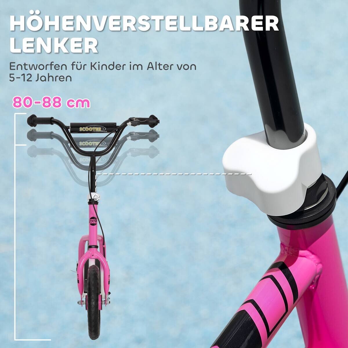 AIYAPLAY Kinder Kickscooter pink B/H/L: ca. 50x88x115 cm