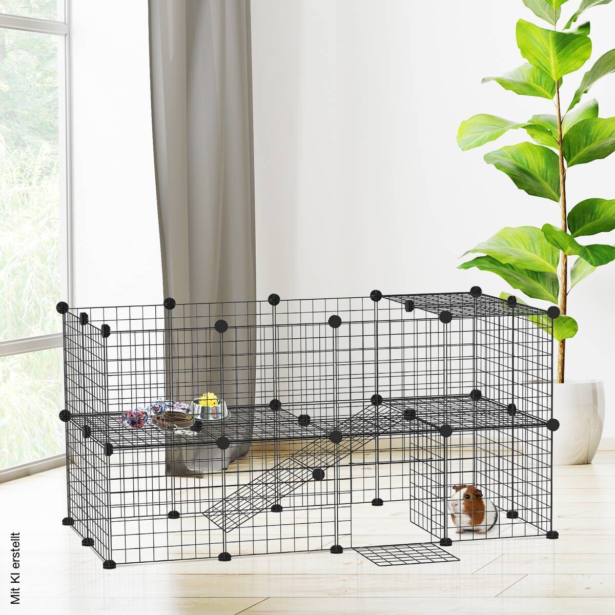 PawHut Laufgitter schwarz Metall B/H/L: ca. 73x73x146 cm