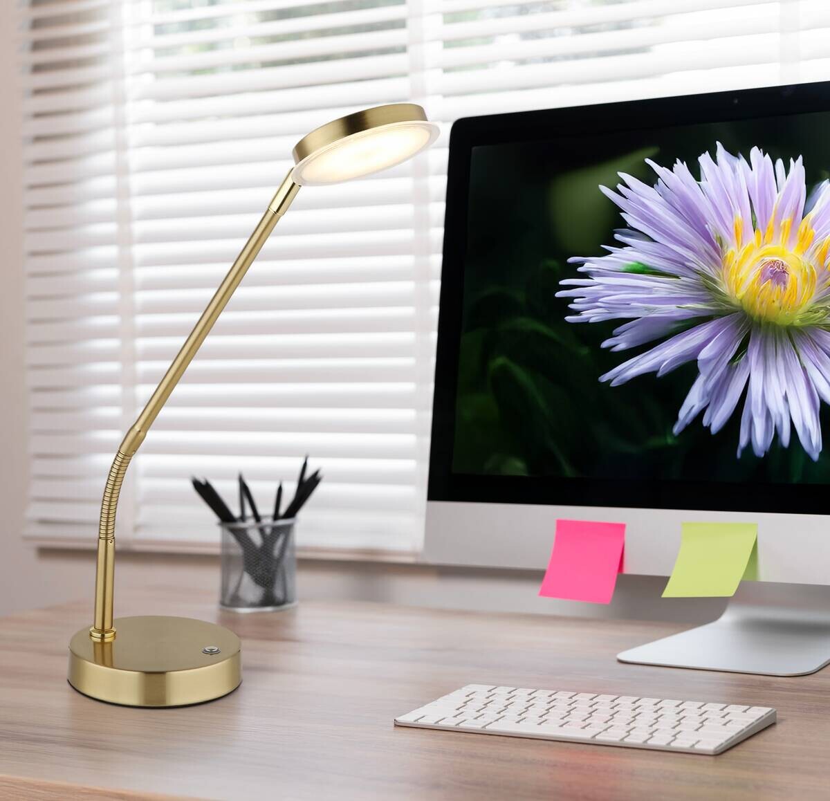 GLOBO Tischleuchte messing Metall B/H/L: ca. 13x53,5x43 cm 1 Brennstellen