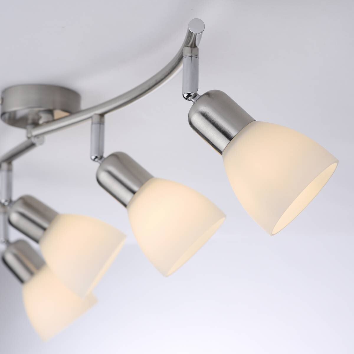 Just Light Spotbalken PN11954-55 Karo stahlfarbig weiß Aluminium Kunststoff Glas B/H/L: ca. 22x21x87 cm E14 4 Brennstellen