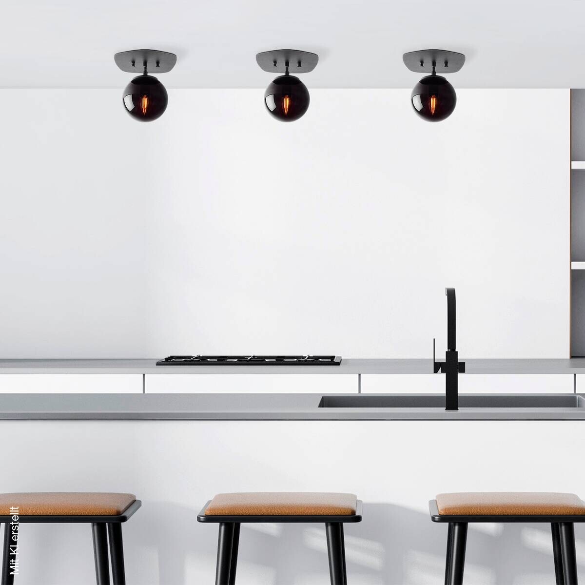 Opviq Deckenleuchte Well-11676 schwarz Glas B/H/T/L: ca. 20x25x25x20 cm E14 1 Brennstellen