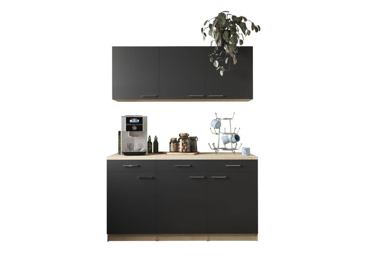 Anbauküchen-Set Merle schwarz B/H/T: ca. 150x200x60 cm