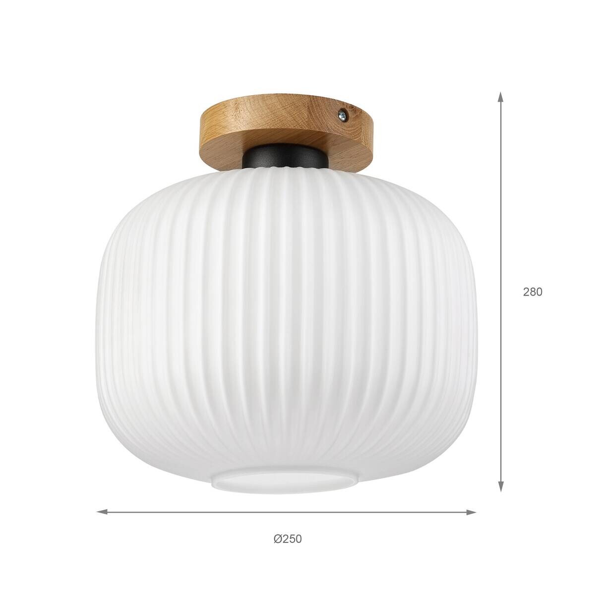 Lamkur Deckenleuchte Eiche weiß Glas Eiche B/H/L: ca. 25x28x25 cm E27 1 Brennstellen