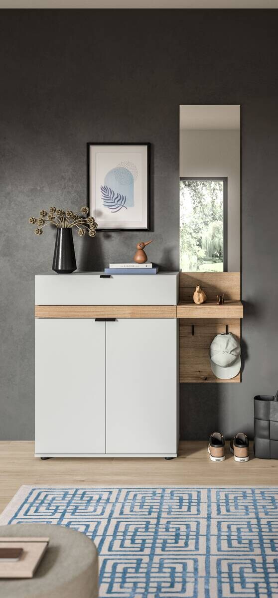 Garderobe Naro weiß Evoke Oak Nachbildung B/H/T: ca. 110x194x37 cm