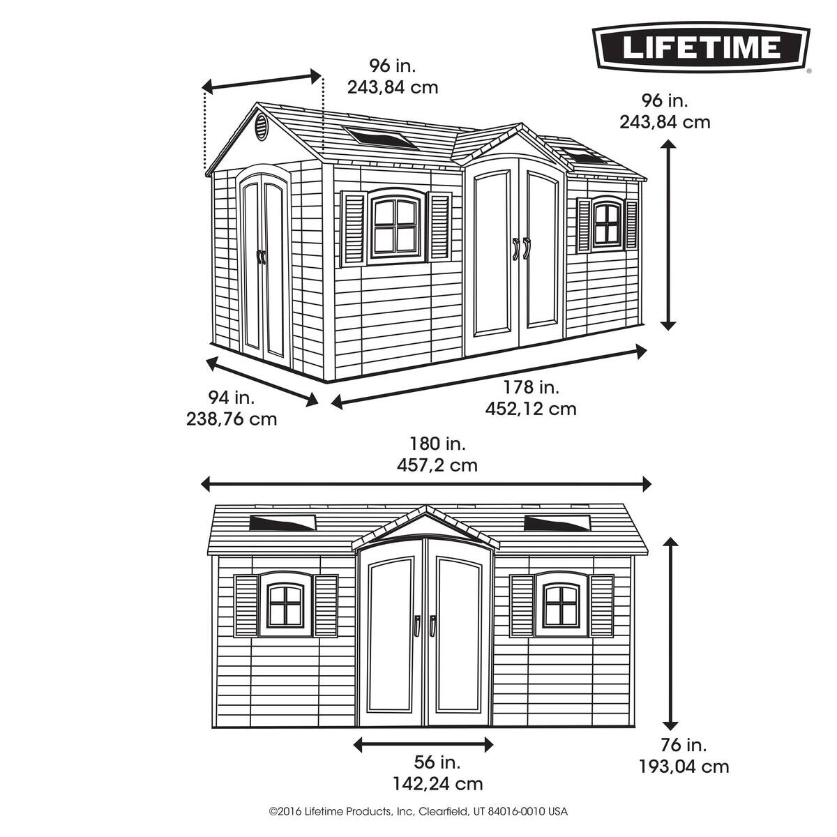 Lifetime Gerätehaus Residenz hellgrau B/H/L: ca. 457,2x243,84x243,84 cm