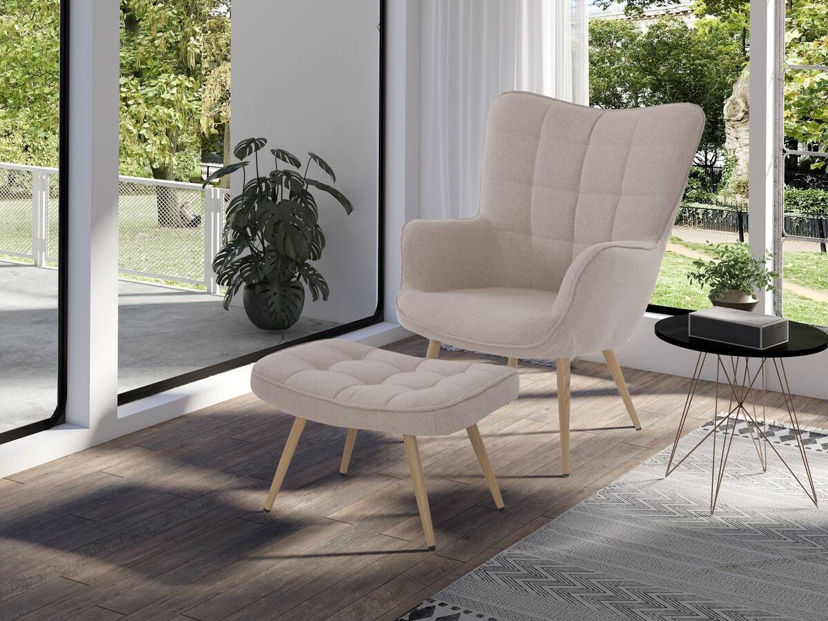 byLIVING Sessel UTA sand natur Stoff Metall B/H/T: ca. 72x97x80 cm