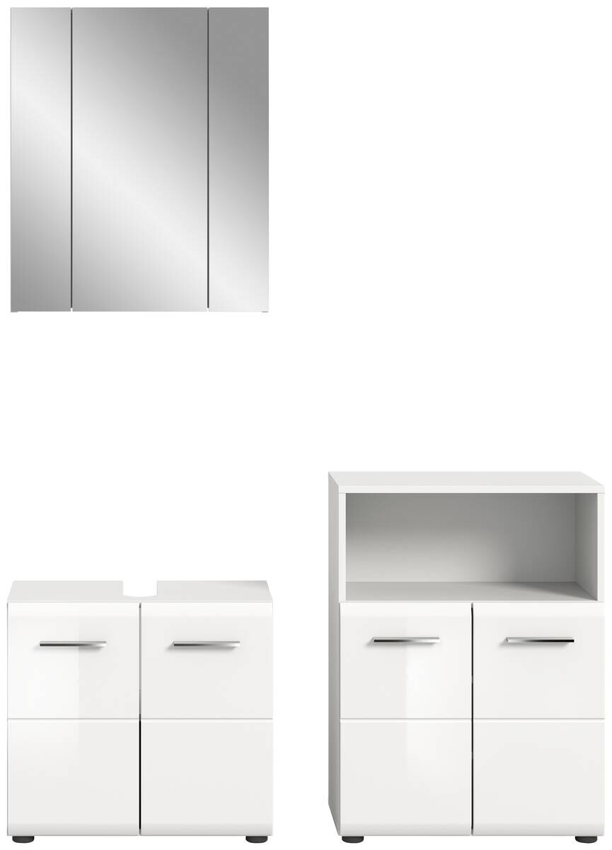 Badezimmer-Set ICE weiß weiß Hochglanz B/H/T: ca. 135x190x32 cm