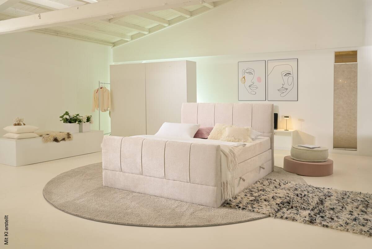 Boxspringbett Harmony creme Liegefläche B/L: ca. 180x200 cm